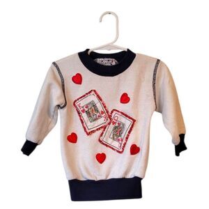 Vintage Kid's Dorissa White Playing Card Sweatshirt Size M
